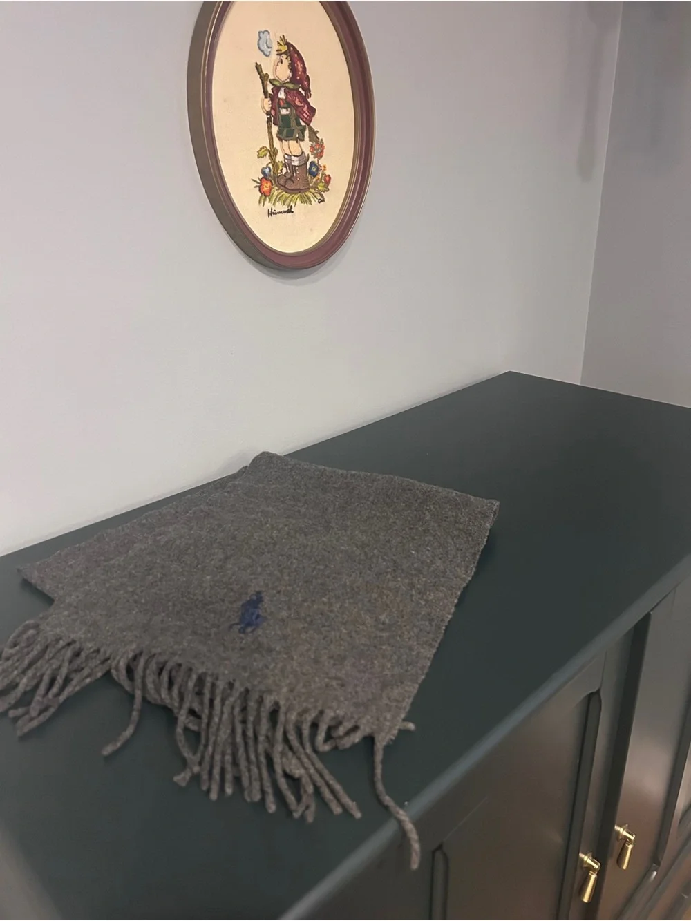 Polo by Ralph Lauren Gray Wool Fringe Scarf